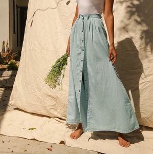Light blue button down maxi skirt
